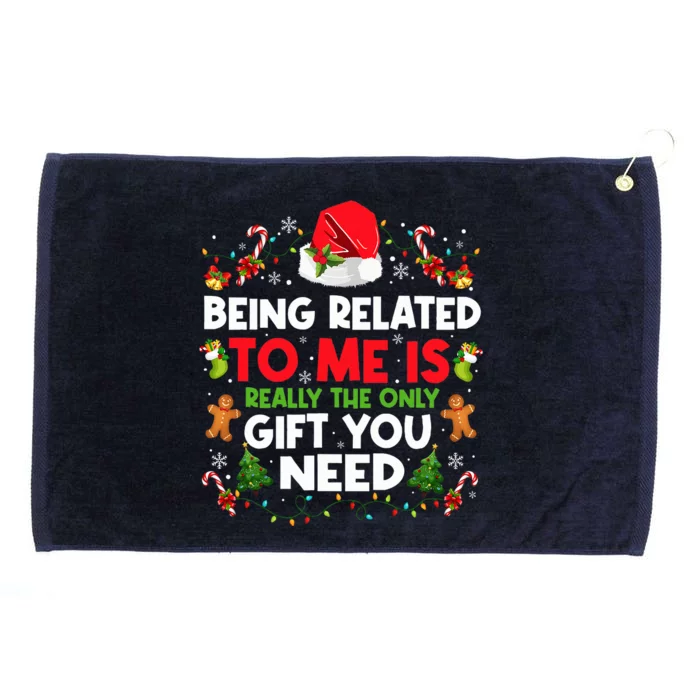 Being Related To Me Funny Christmas Family Xmas Pajamas Grommeted Golf Towel