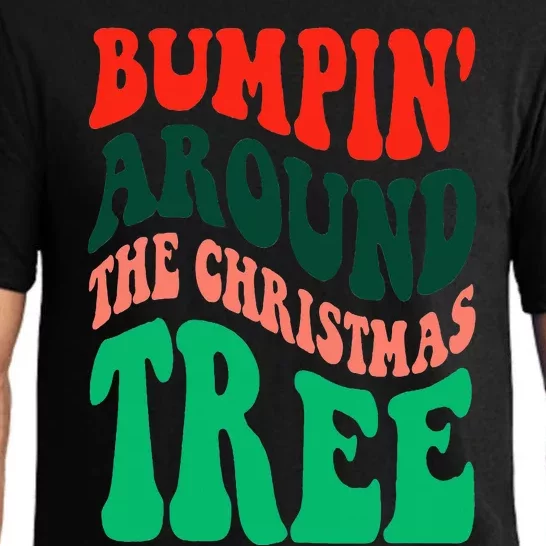 Bumping round The Christmas Tree Funny Groovy Xmas Pregnancy Pajama Set