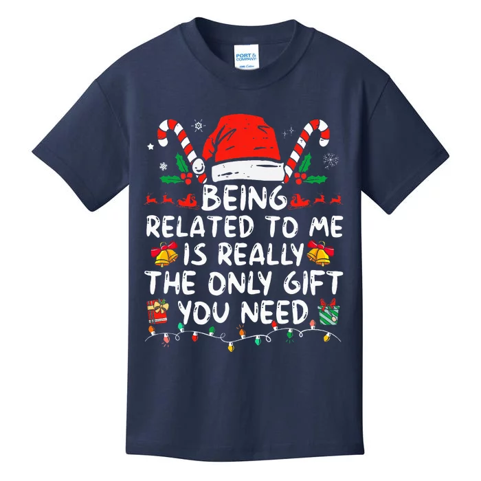 Being Related To Me Funny Christmas Family Xmas Pajamas Kids T-Shirt