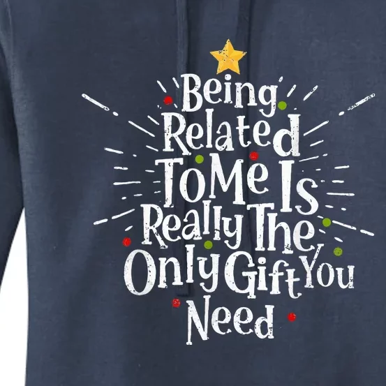 Being Related To Me Funny Family Matching Christmas Pajamas Women's Pullover Hoodie