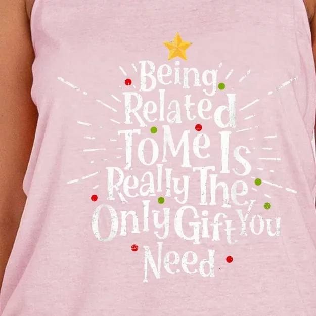 Being Related To Me Funny Family Matching Christmas Pajamas Women's Knotted Racerback Tank