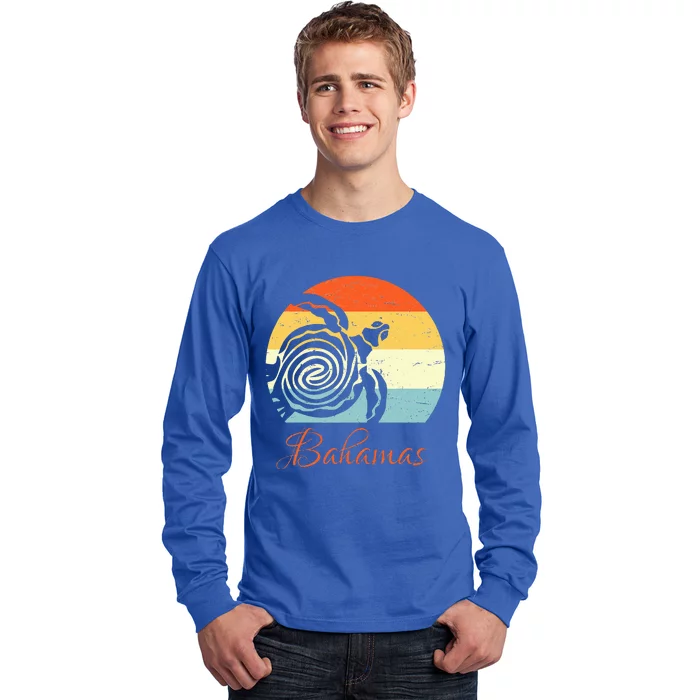 Bahamas Retro Throwback Sea Turtle Vacation Long Sleeve Shirt