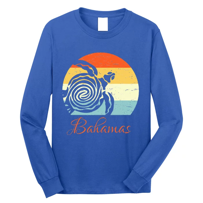 Bahamas Retro Throwback Sea Turtle Vacation Long Sleeve Shirt