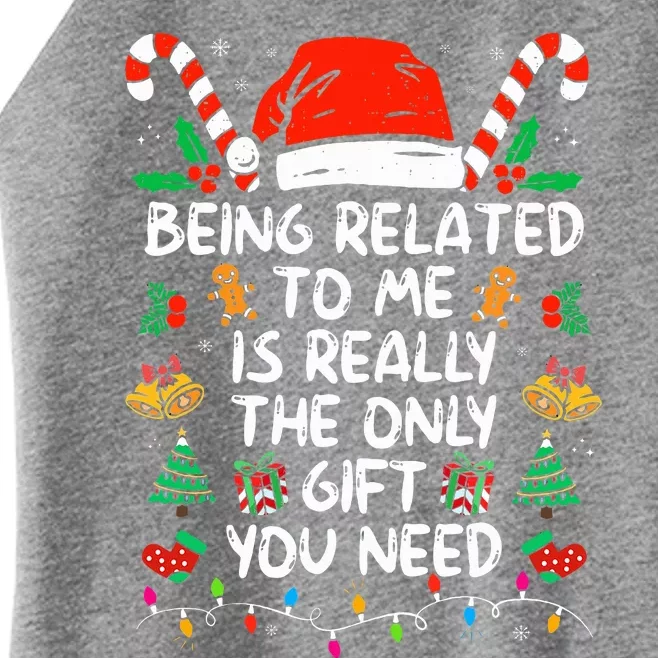 Being Related To Me Funny Christmas Family Xmas Pajamas Women’s Perfect Tri Rocker Tank