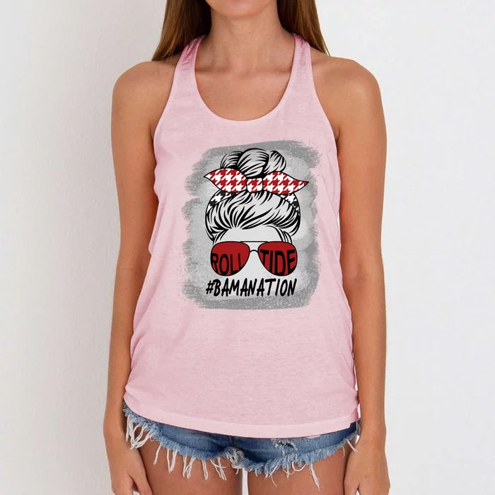 Bamanation Roll Tide Alabama All Y'all The Tide Is Crimson Women's Knotted Racerback Tank