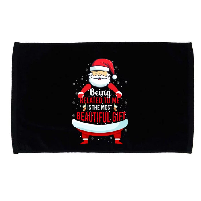 Being Related To Me Funny Christmas Saying Gift Microfiber Hand Towel