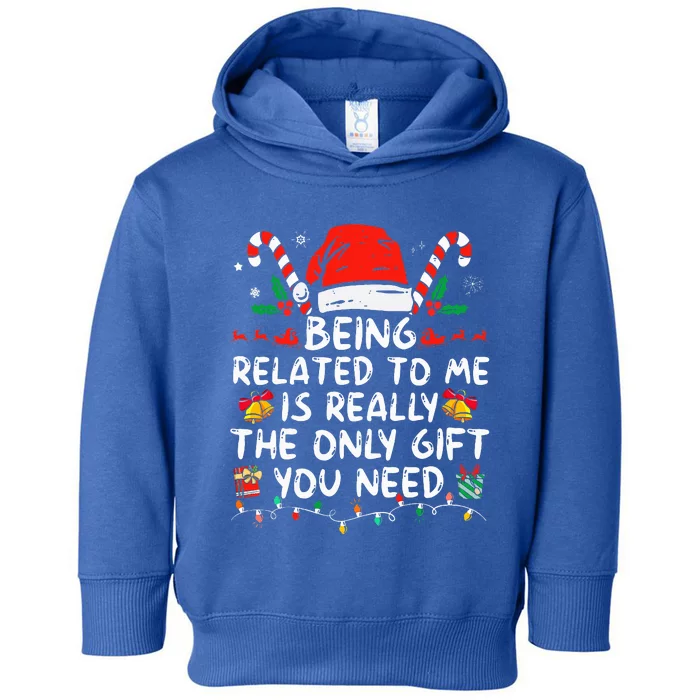 Being Related To Me Funny Christmas Family Xmas Pajamas Toddler Hoodie