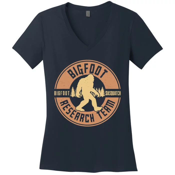 Bigfoot Research Team Retro Vintage Sasquatch Women's V-Neck T-Shirt