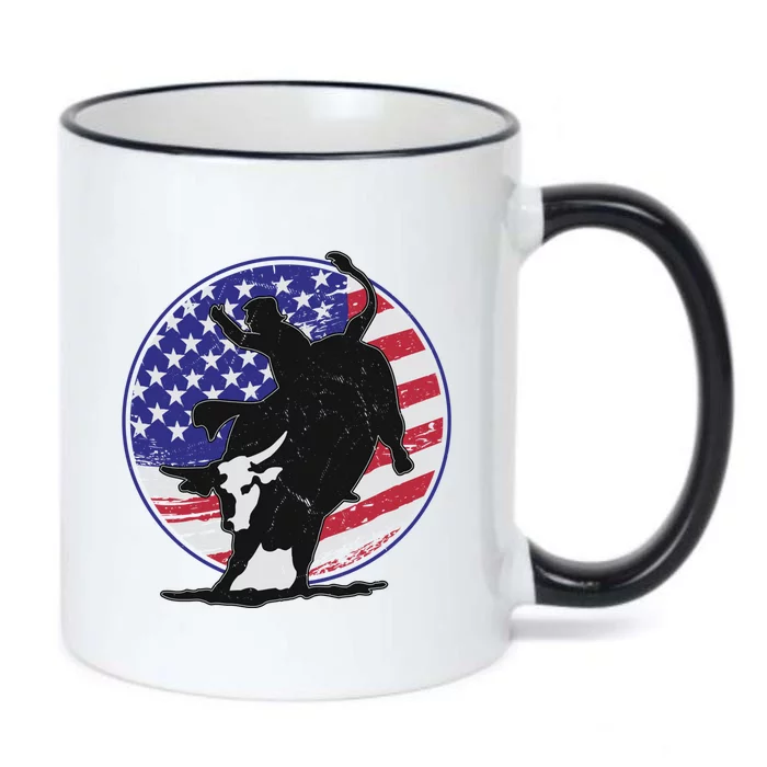 Bull Rider Trump Cute Gift Patriotic American Flag Trump Cow Gift Black Color Changing Mug