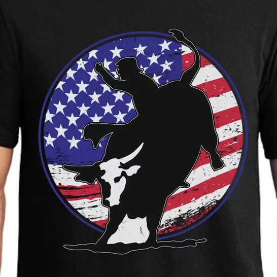 Bull Rider Trump Cute Gift Patriotic American Flag Trump Cow Gift Pajama Set