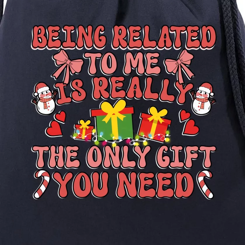 Being Related To Me Funny Christmas Family Xmas Groovy Gift Drawstring Bag