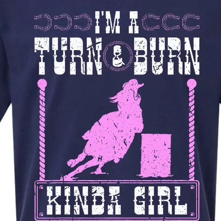 Barrel Racing Turn And Burn Cowgirl Rodeo Horse Barrel Racer Sueded Cloud Jersey T-Shirt