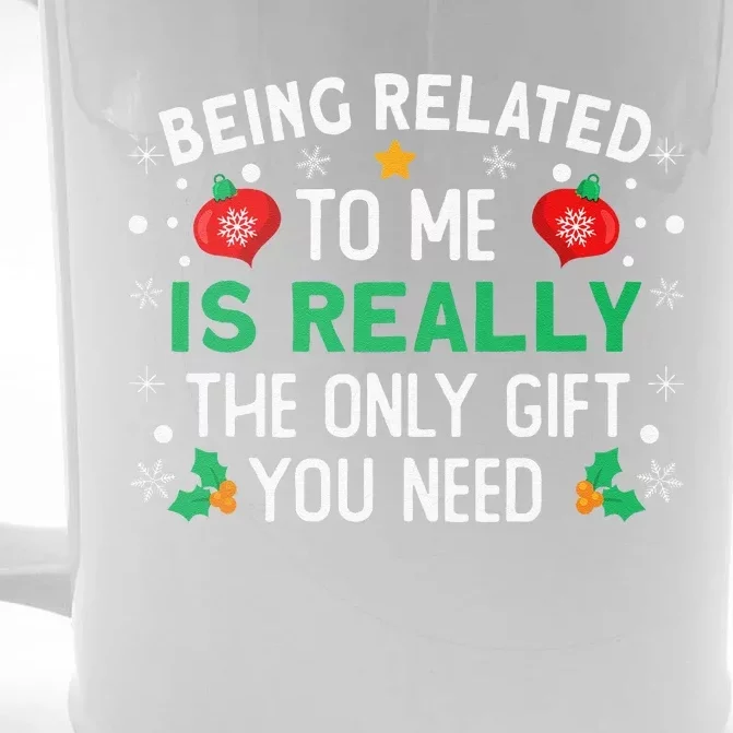 Being Related To Me Funny Christmas Front & Back Beer Stein