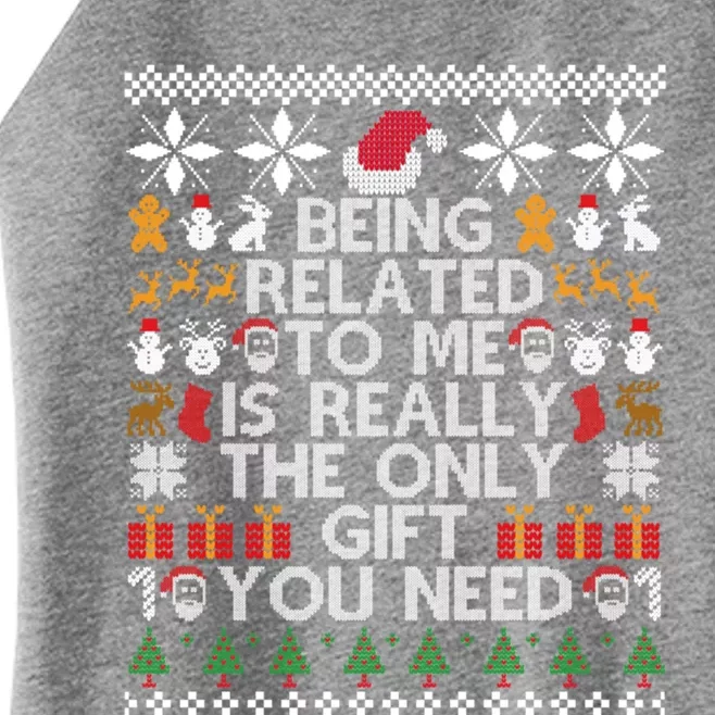 Being Related To Me Funny Christmas Family Xmas Ugly Pajamas Gift Women’s Perfect Tri Rocker Tank