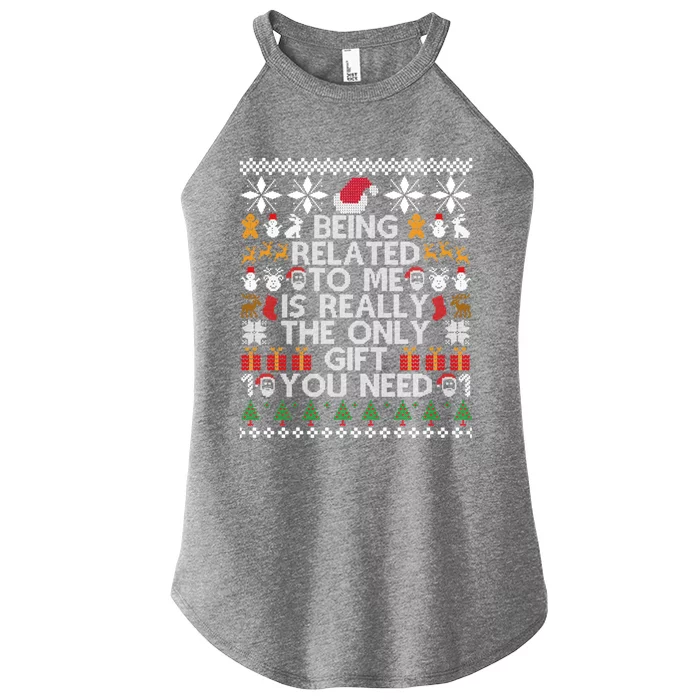 Being Related To Me Funny Christmas Family Xmas Ugly Pajamas Gift Women’s Perfect Tri Rocker Tank