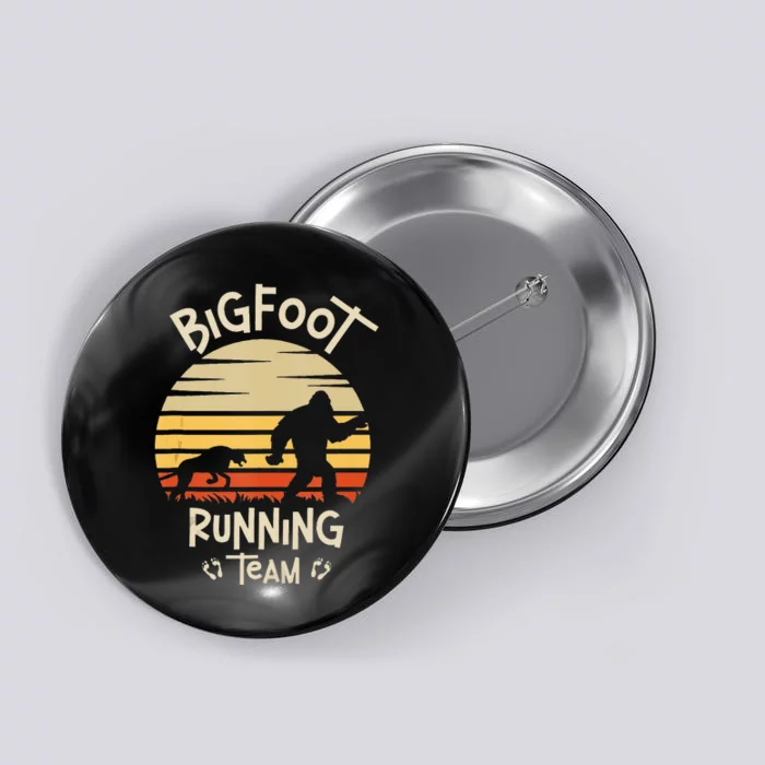 Bigfoot Running Team Yeti Sasquatch Button