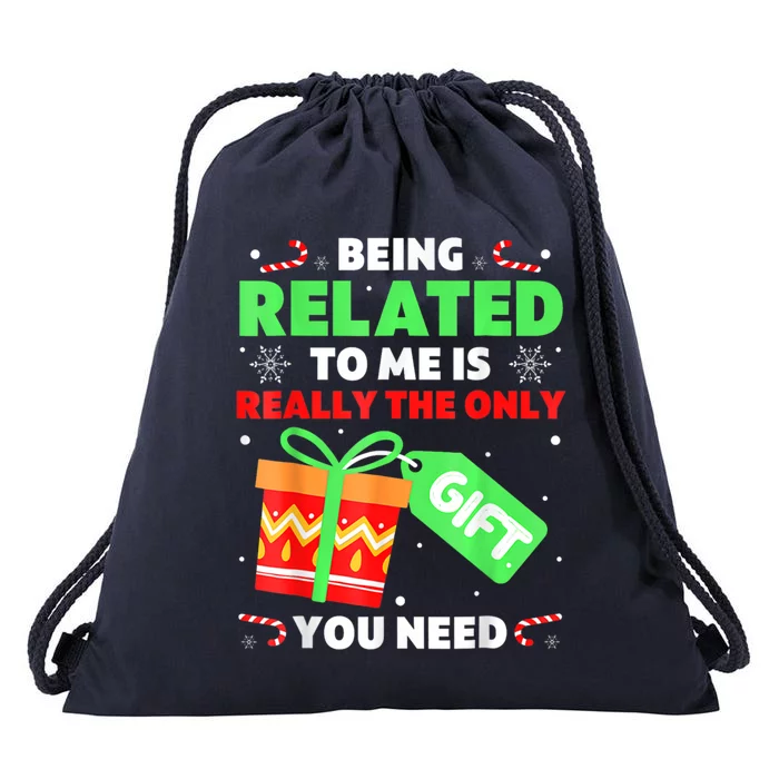 Being Related To Me Funny Christmas Pajama Cool Gift Drawstring Bag