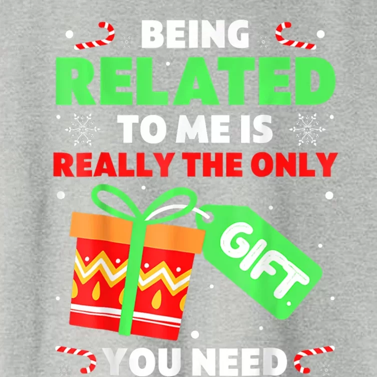 Being Related To Me Funny Christmas Pajama Cool Gift Women's Crop Top Tee