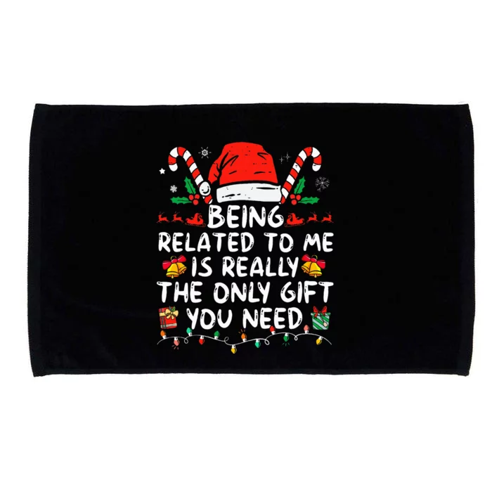 Being Related To Me Funny Christmas Family Xmas Pajamas Microfiber Hand Towel