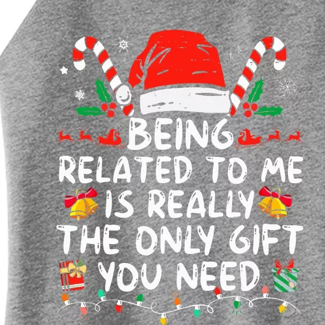 Being Related To Me Funny Christmas Family Xmas Pajamas Women’s Perfect Tri Rocker Tank