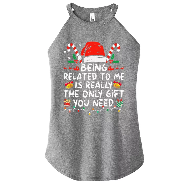 Being Related To Me Funny Christmas Family Xmas Pajamas Women’s Perfect Tri Rocker Tank