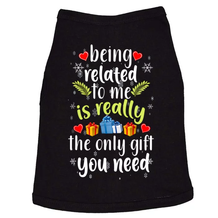 Being Related To Me Funny Christmas Family Xmas Pajamas Doggie Tank