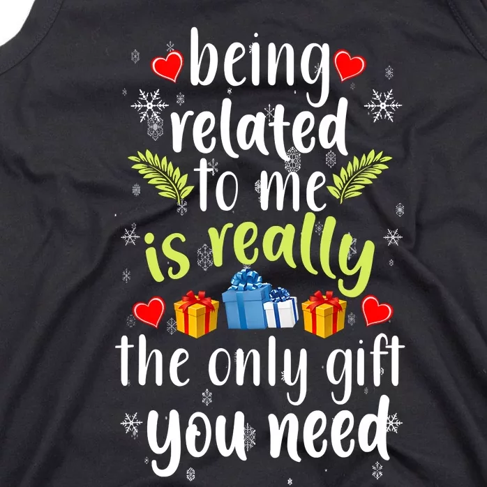 Being Related To Me Funny Christmas Family Xmas Pajamas Tank Top