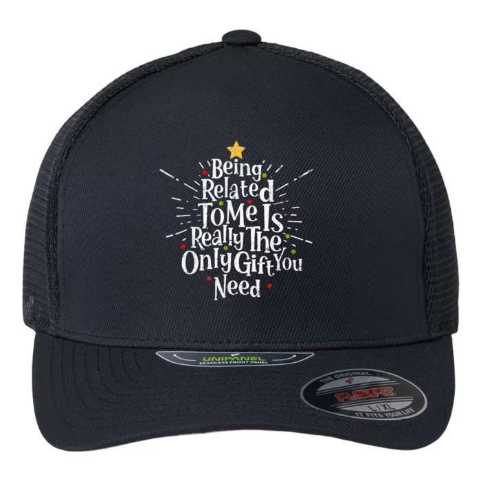 Being Related To Me Funny Family Matching Christmas Pajamas Flexfit Unipanel Trucker Cap