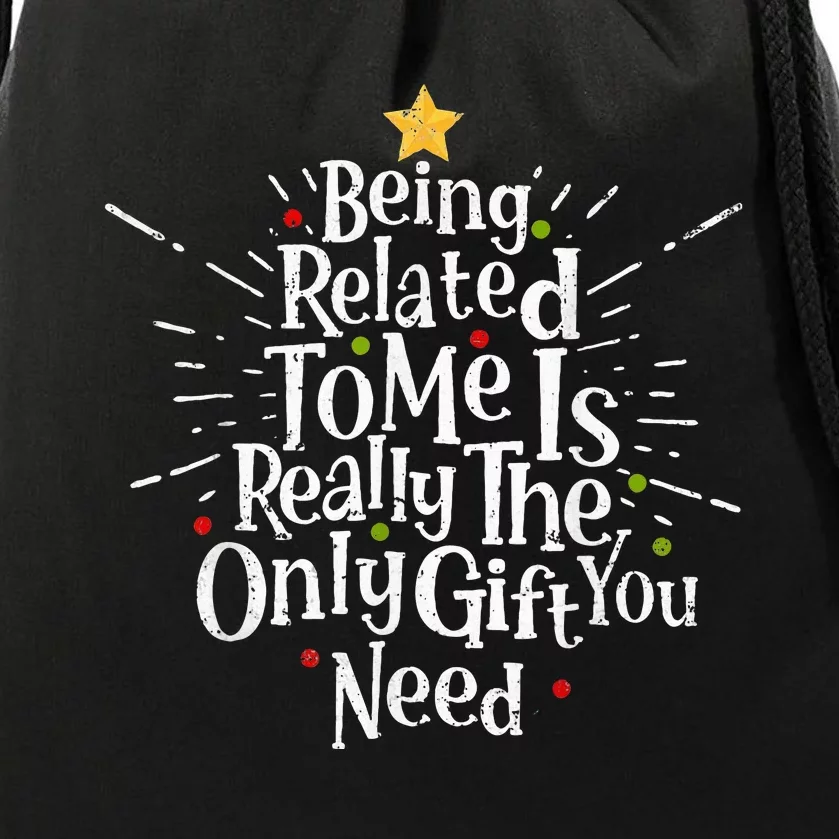 Being Related To Me Funny Family Matching Christmas Pajamas Drawstring Bag