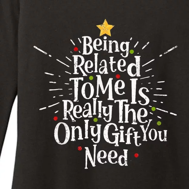 Being Related To Me Funny Family Matching Christmas Pajamas Womens CVC Long Sleeve Shirt