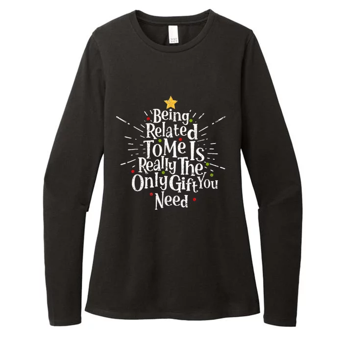 Being Related To Me Funny Family Matching Christmas Pajamas Womens CVC Long Sleeve Shirt