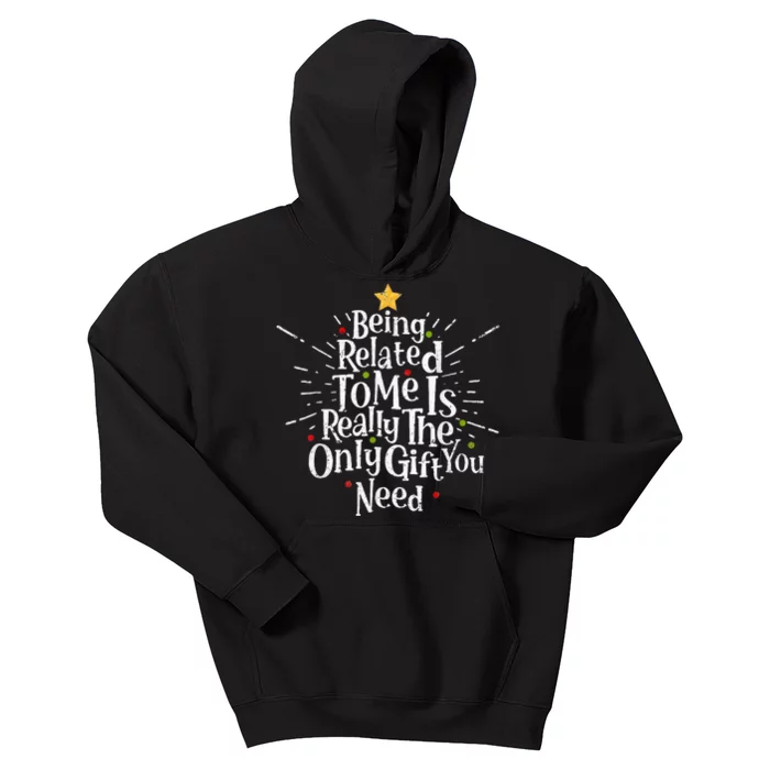 Being Related To Me Funny Family Matching Christmas Pajamas Kids Hoodie