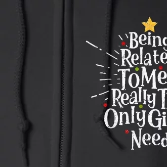 Being Related To Me Funny Family Matching Christmas Pajamas Full Zip Hoodie