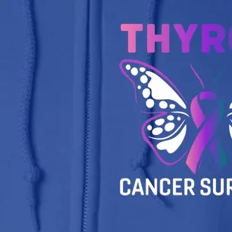 Butterfly Ribbon Thyroid Cancer Survivor Cool Gift Full Zip Hoodie