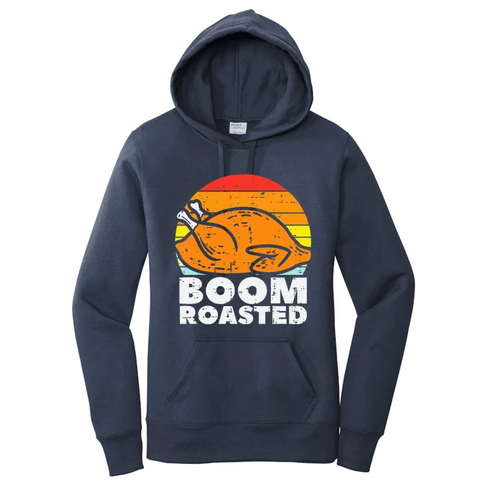 Boom Roasted Turkey Sunset Retro Thanksgiving Women's Pullover Hoodie