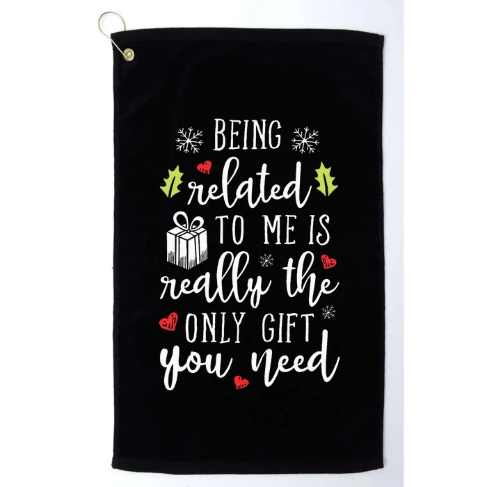 Being Related To Me Funny Christmas Family Xmas Pajamas Platinum Collection Golf Towel