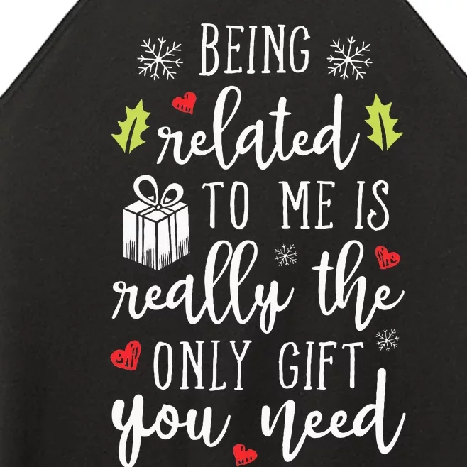 Being Related To Me Funny Christmas Family Xmas Pajamas Women’s Perfect Tri Rocker Tank