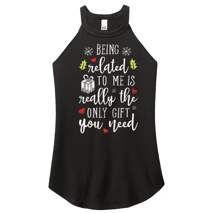 Being Related To Me Funny Christmas Family Xmas Pajamas Women’s Perfect Tri Rocker Tank