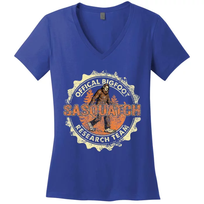 Bigfoot Research Team Vintage Sasquatch Women's V-Neck T-Shirt