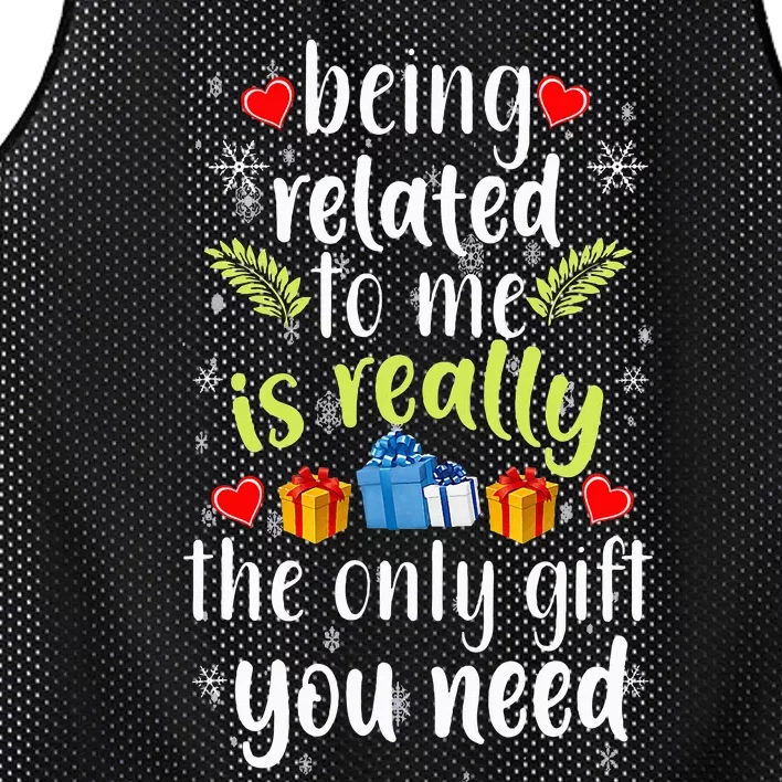 Being Related To Me Funny Christmas Family Xmas Pajamas Mesh Reversible Basketball Jersey Tank