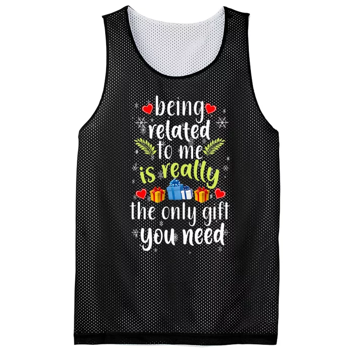 Being Related To Me Funny Christmas Family Xmas Pajamas Mesh Reversible Basketball Jersey Tank