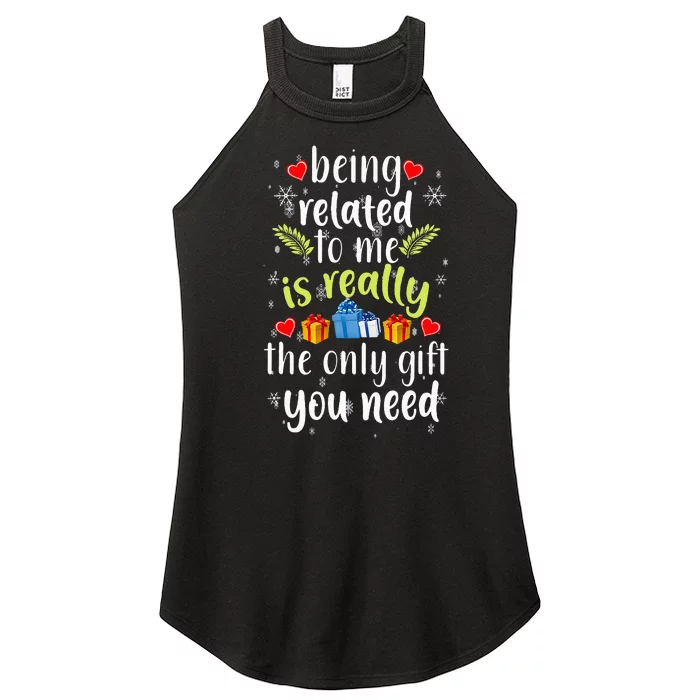 Being Related To Me Funny Christmas Family Xmas Pajamas Women’s Perfect Tri Rocker Tank