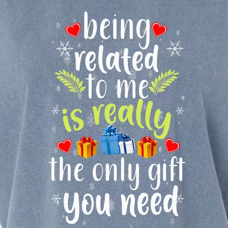 Being Related To Me Funny Christmas Family Xmas Pajamas Garment-Dyed Women's Muscle Tee