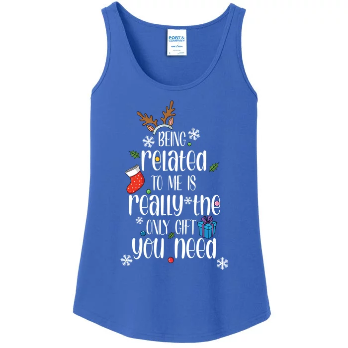 Being Related To Me Funny Xmas Christmas Quote Lettering Gift Ladies Essential Tank