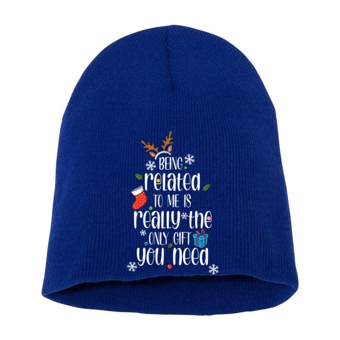 Being Related To Me Funny Xmas Christmas Quote Lettering Gift Short Acrylic Beanie