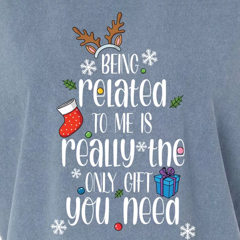 Being Related To Me Funny Xmas Christmas Quote Lettering Gift Garment-Dyed Women's Muscle Tee