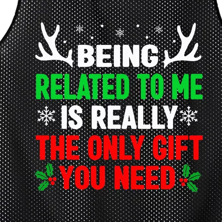 Being Related To Me Funny Christmas Family Mesh Reversible Basketball Jersey Tank