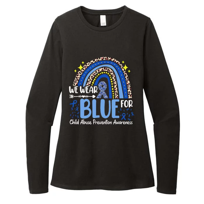 Blue Ribbon Tree Heart Child Abuse Prevention Month Support Womens CVC Long Sleeve Shirt