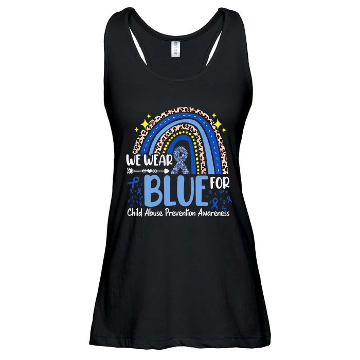 Blue Ribbon Tree Heart Child Abuse Prevention Month Support Ladies Essential Flowy Tank