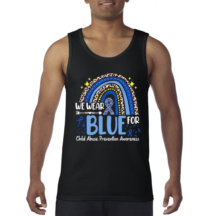 Blue Ribbon Tree Heart Child Abuse Prevention Month Support Tank Top